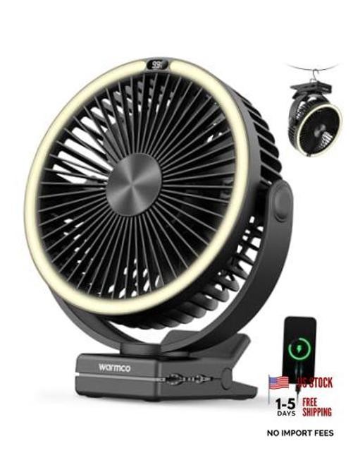 15000mAh Clip on Fan with LED Light for Camping and Golf Car | 12-30H