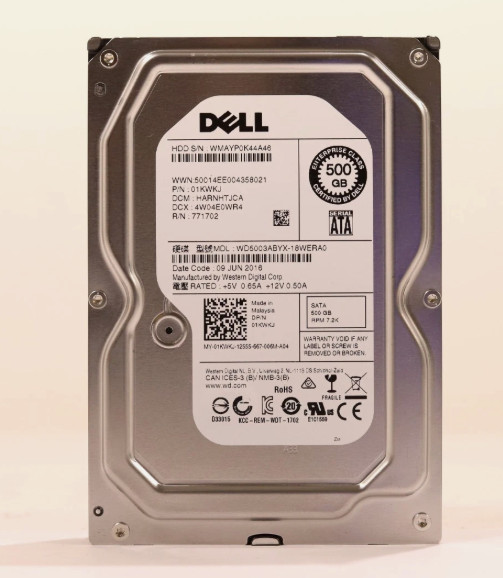 Dell WD5003ABYX-18WERA0 500GB 3.5" 3Gb/s 7.2K RPM SATA HDD Dell P/N: 01KWKJ