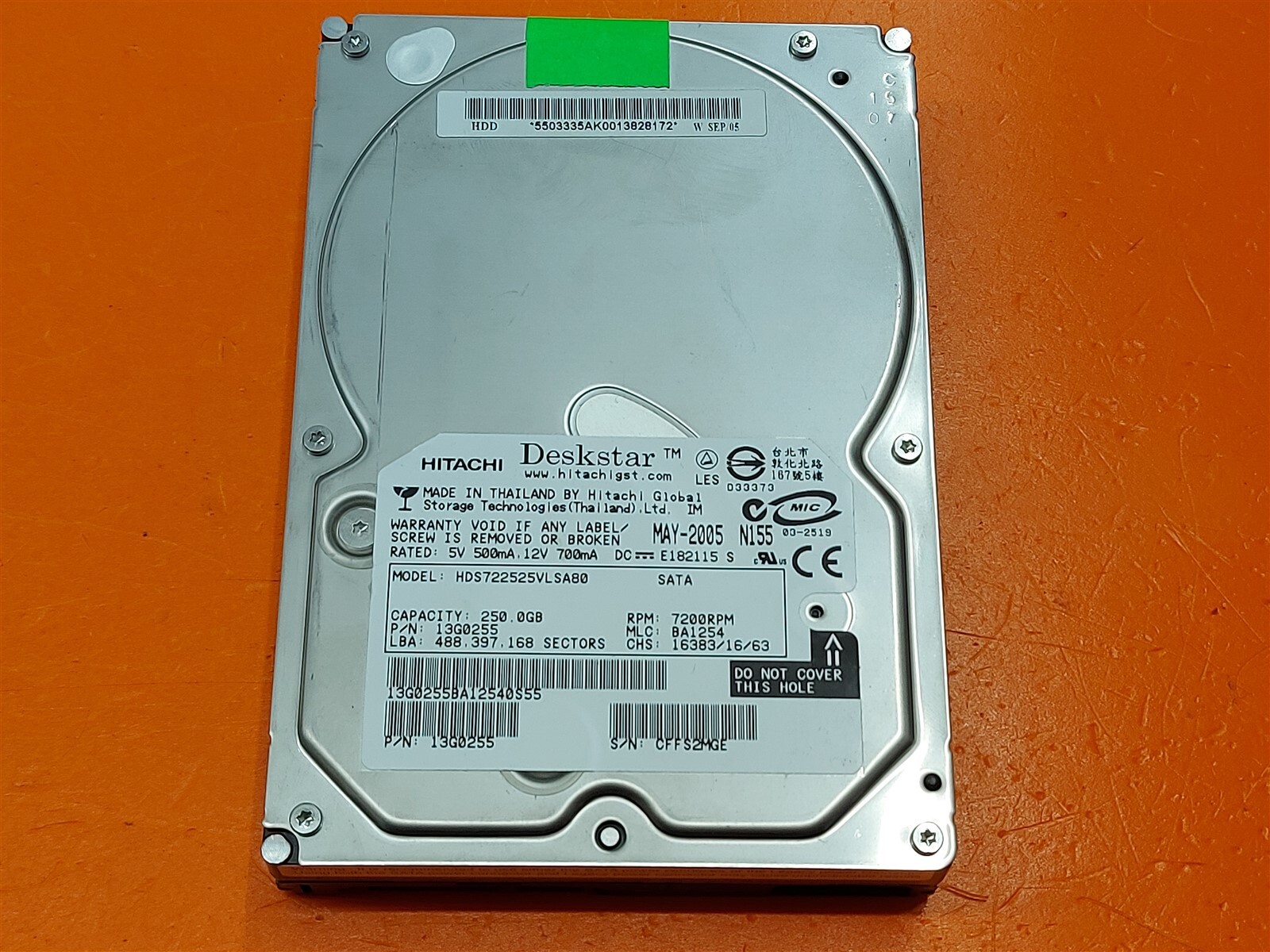 ⭐️⭐️⭐️⭐️⭐️ HDD Hard Drive SATA Desktop 3.5" Hitachi HDS722525VLSA80 250GB