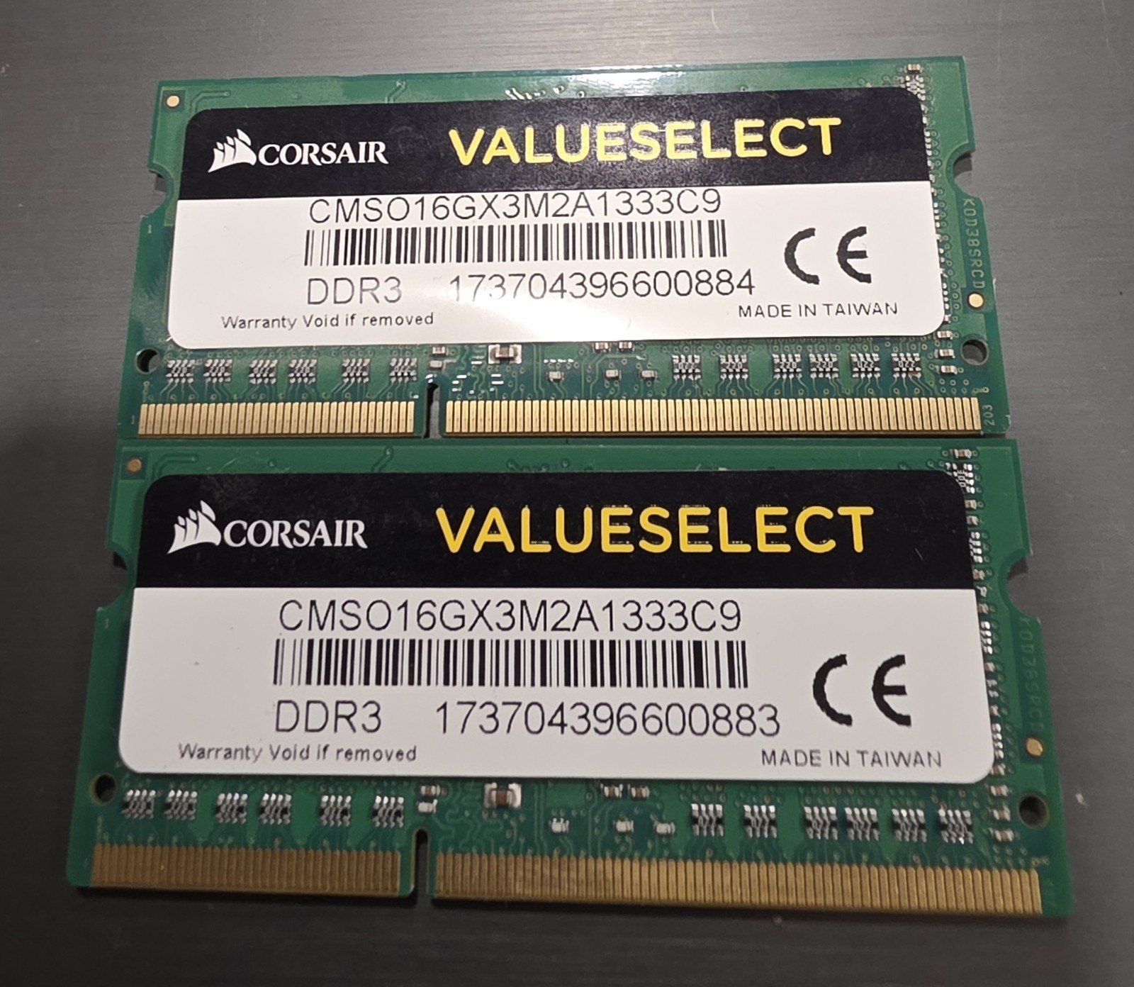 16GB (2x8GB) Corsair ValueSelect CMSO16GX3M2A1333C9 Laptop Memory RAM, DDR3