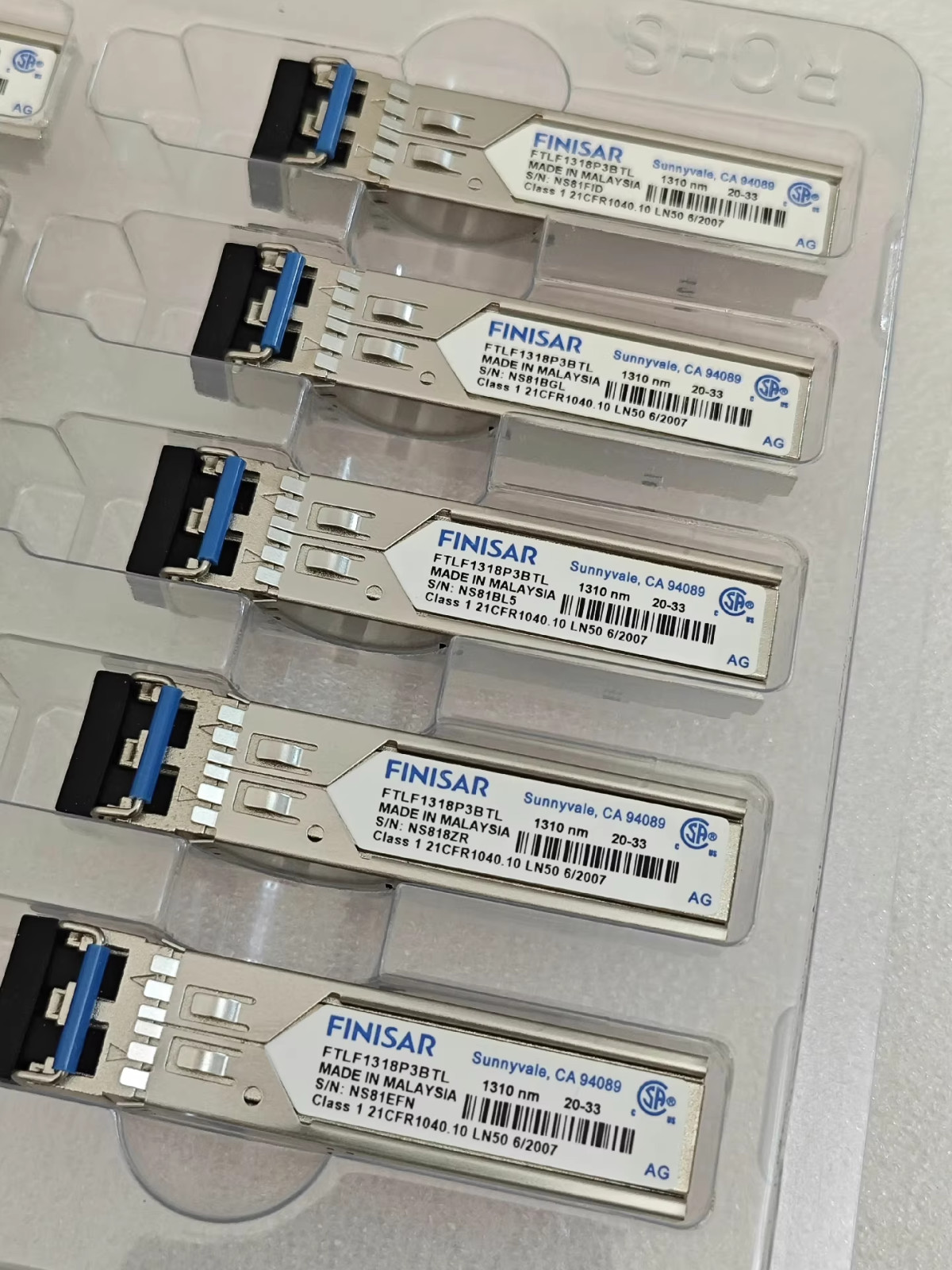 2PCS Finisar Industrial Temperature 1310nm 10KM SFP Transceiver FTLF1318P3BTL
