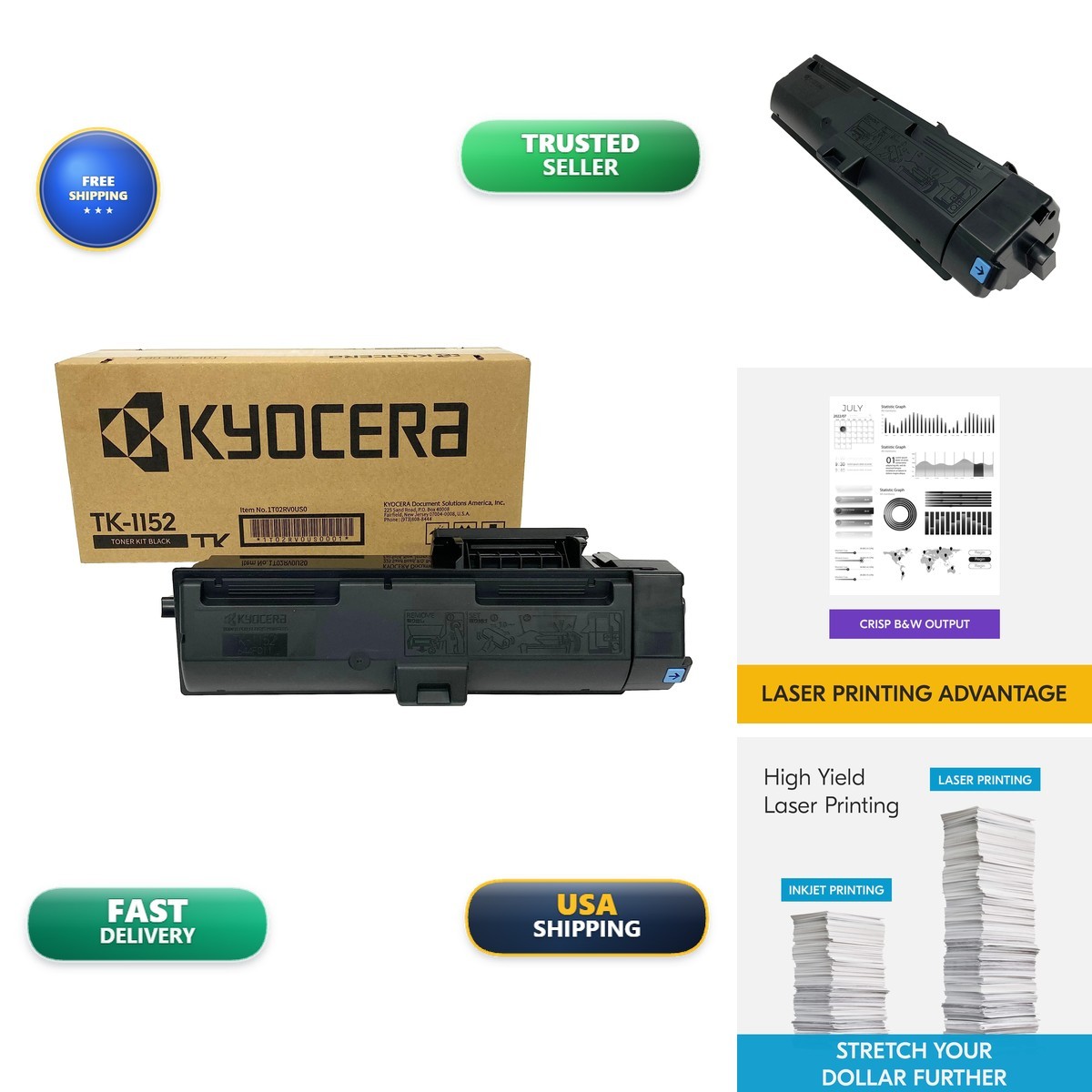 KYOCERA TK-1152 Black Toner for P2235dn/dw M2135dn/dw M2635dw