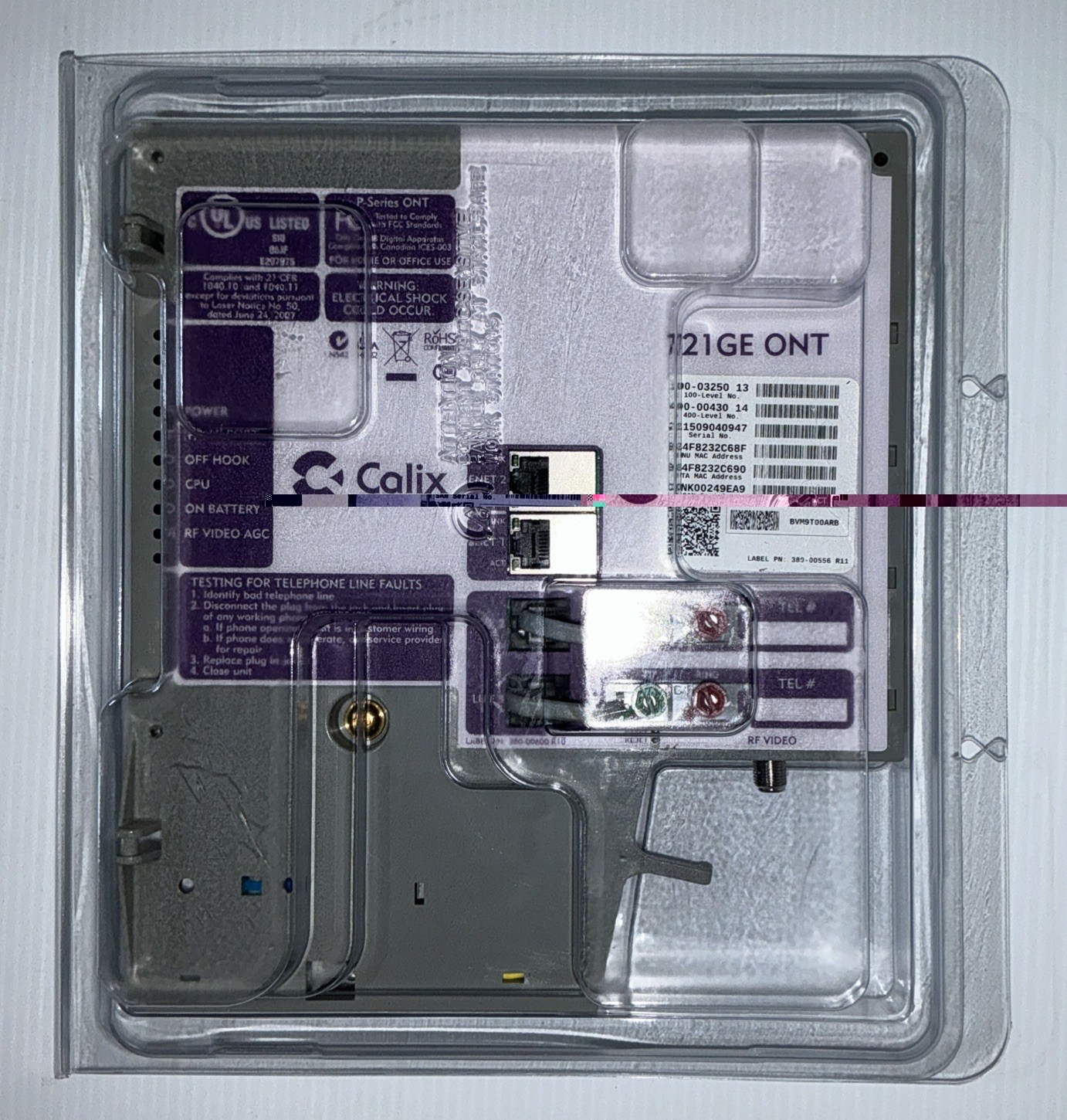 Calix 721GE ONT Series Fiber Optic Optical Network Terminal Module 380-00600