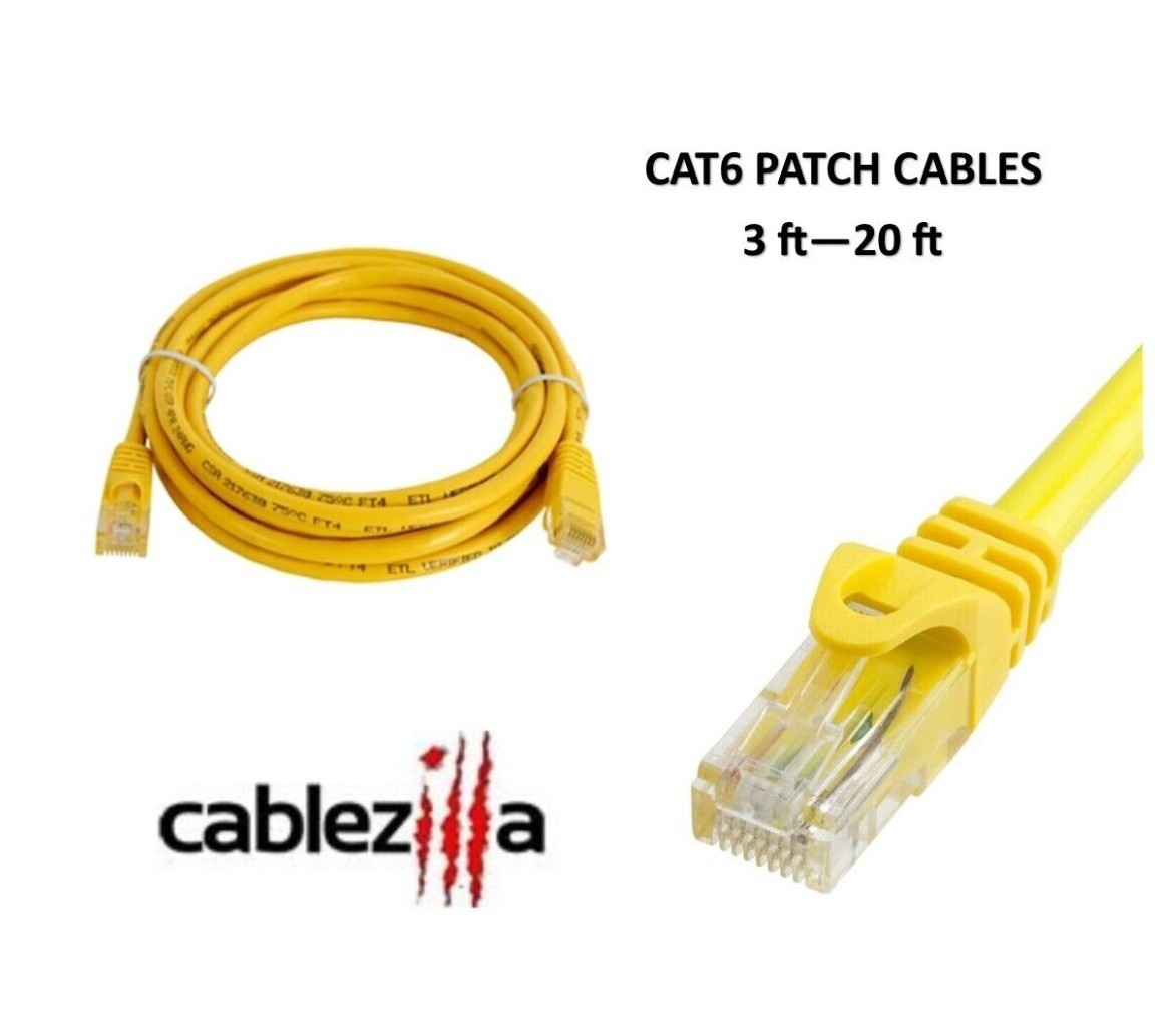 CAT6 Yellow Ethernet Patch Cord LAN Network Cable RJ45 3FT- 20FT Multi-Pack LOT