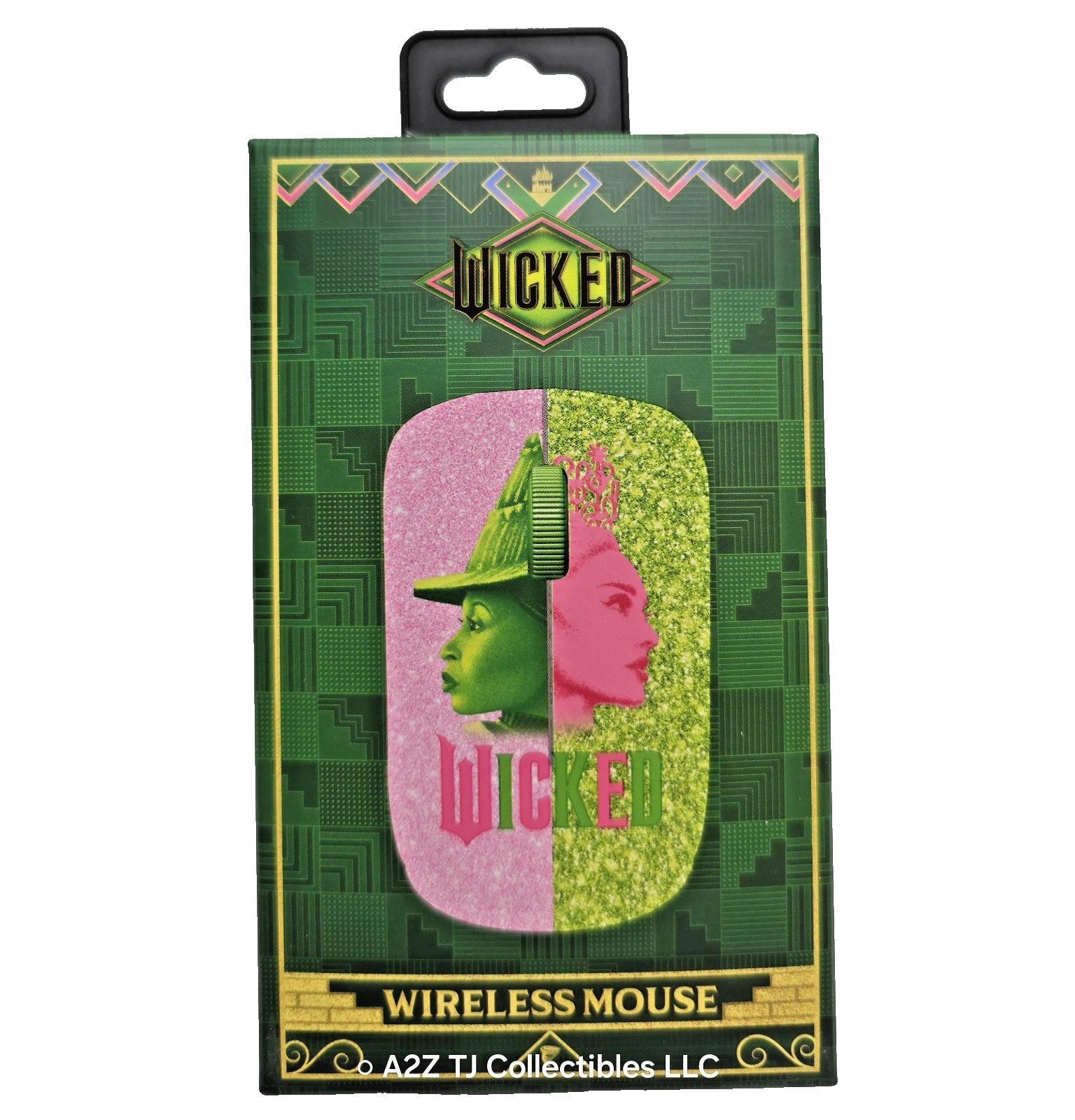 Movie WICKED For Good Wireless Computer Mouse Elphaba Glinda Pink and Green NIB