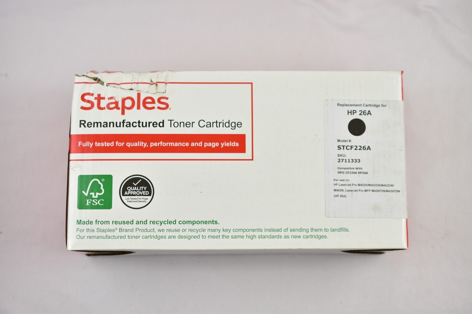 Staples Black Standard Yield Toner Replacement for HP 26A