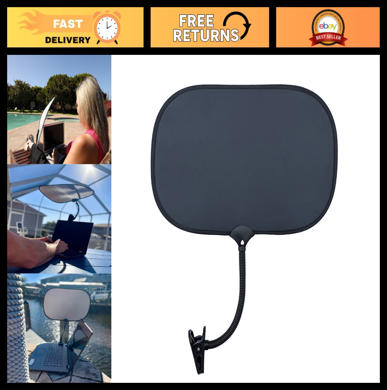 Portable Laptop Sun Shade - Adjustable Anti-Glare Screen Shield for Outdoor Use