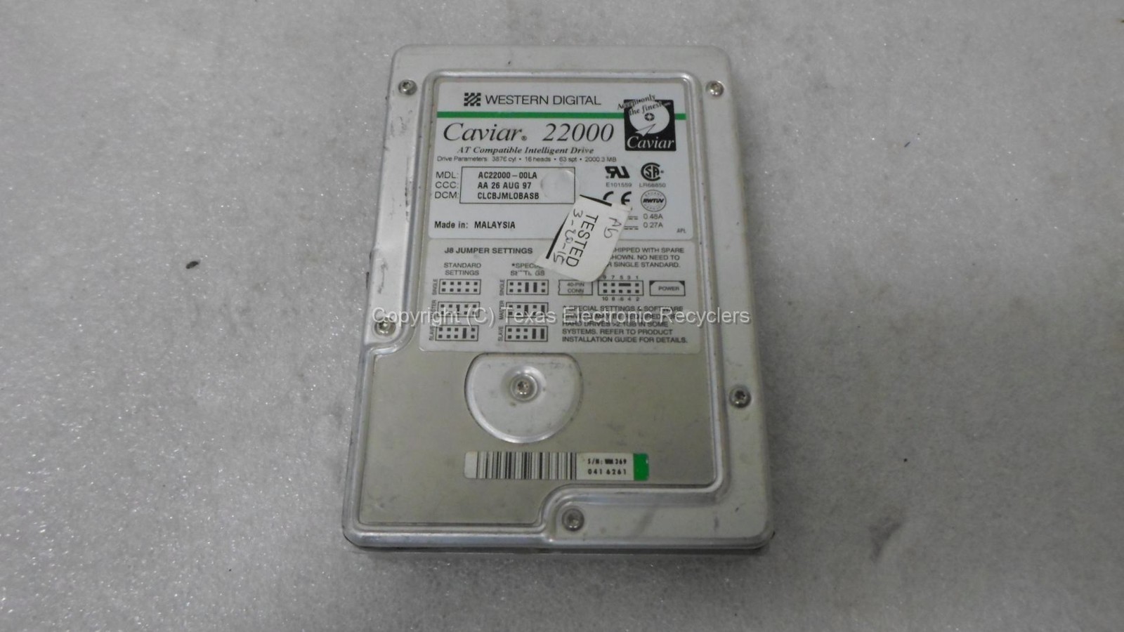 Western Digital AC22000-00LA Caviar 22000 2000MB IDE Hard Drive TESTED