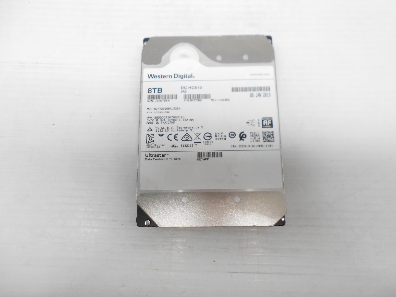 Western Digital 8TB SAS Hard Drive 12G 3.5" Server HUH721008AL5204 Dell HP 512B