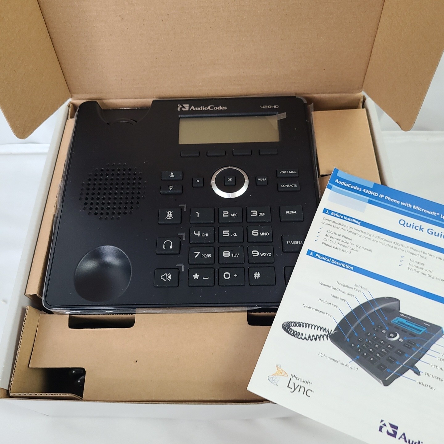Audiocodes 420HD IP-Phone PoE and External Power Supply, Black, 2 Lines