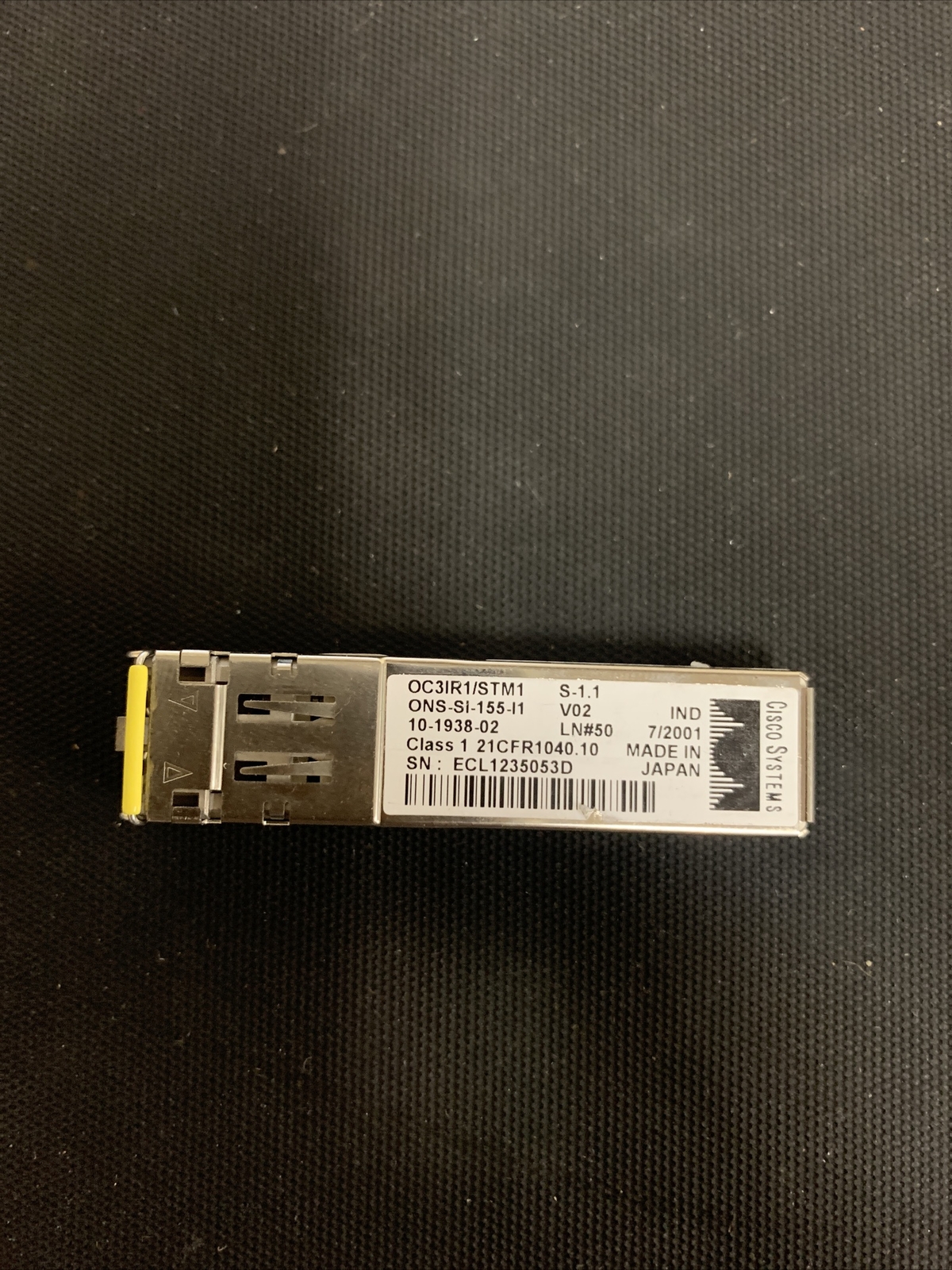 CISCO, 10-1938-02,01 ONS-SI-155-I1, S1:1, ONS 15454 1310NM SFP TRANSCEIVER,
