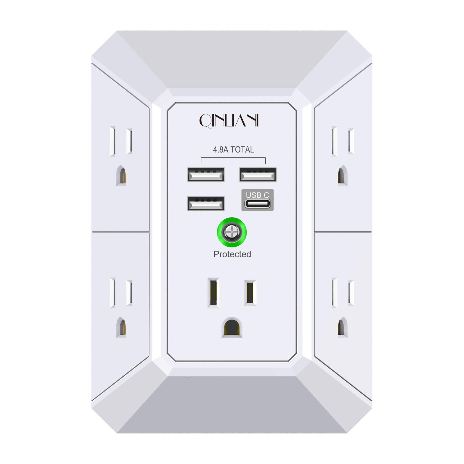 Wall Charger Surge Protector Qinlianf 5 Outlet Extender 4 Usb Charging Ports
