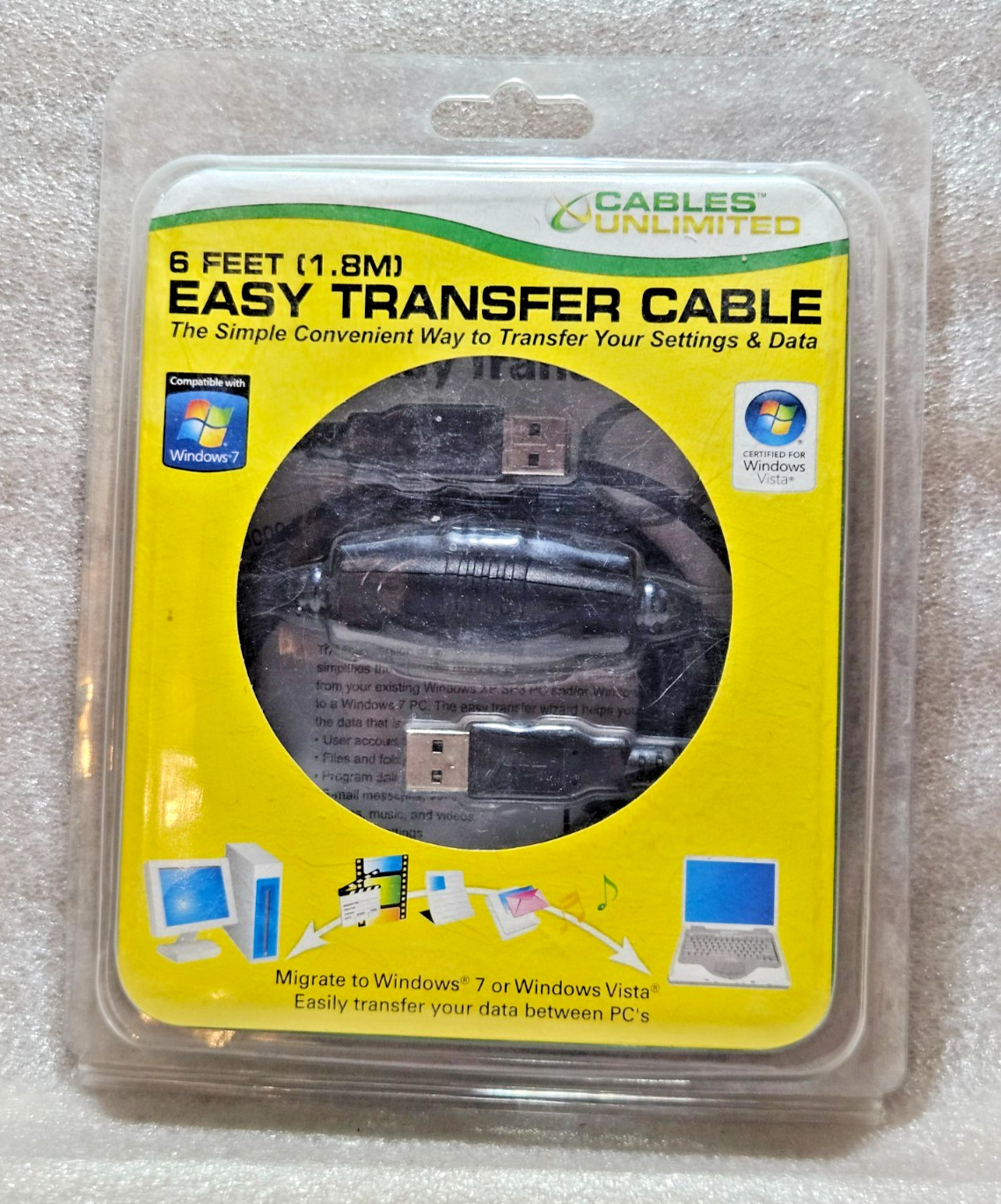 NEW Cables Unlimited 6 Feet 1.8M Easy Transfer Cable for Windows