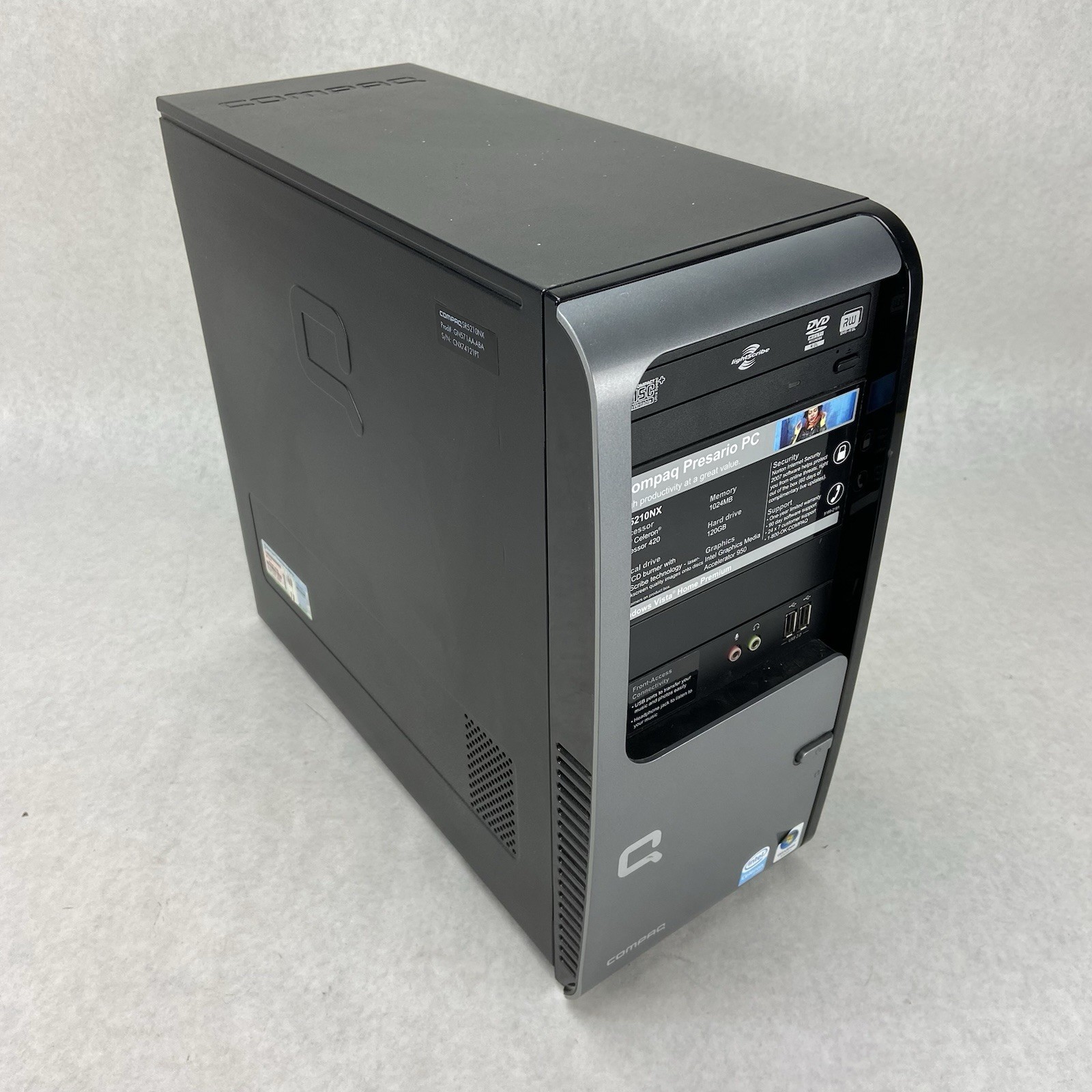 Compaq Presario SR5210NX MT Intel Celeron 420 1.6GHz 1GB RAM No HDD No OS