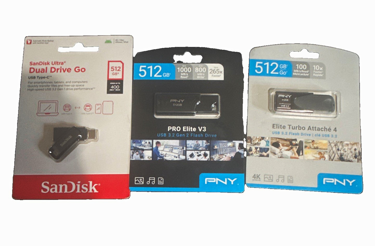 PNY PRO Elite V3 512GB USB-A Flash Drive USB 3.2 Gen 2 1000MB/s Black