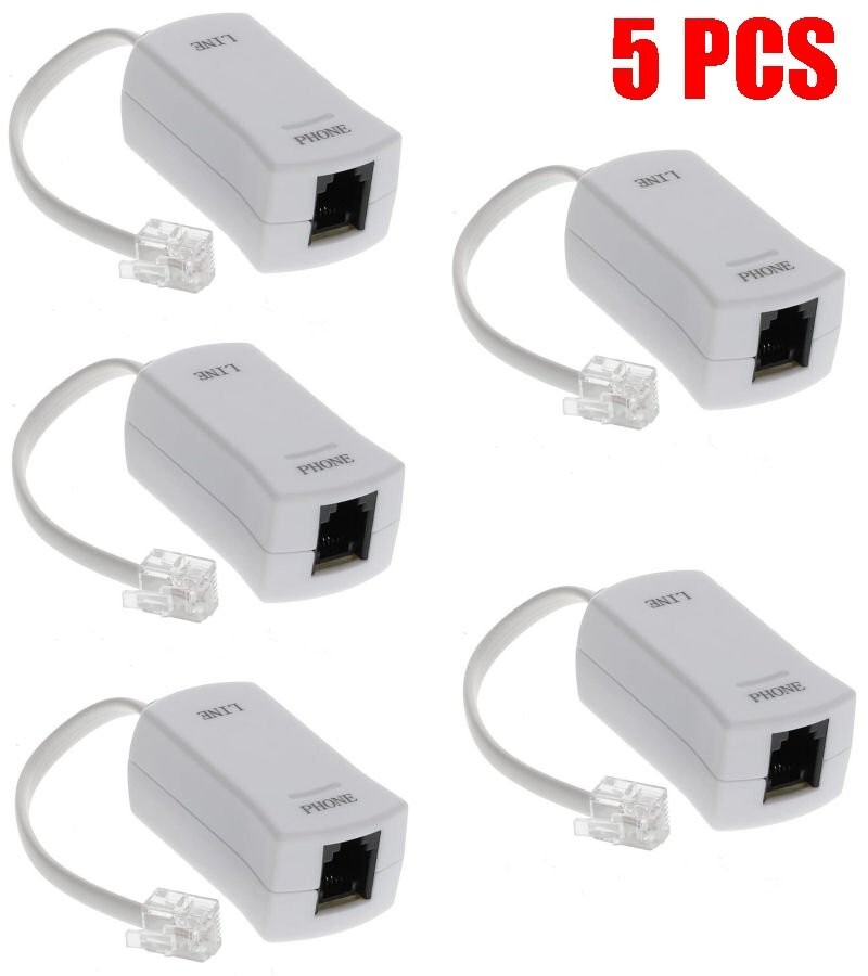 5 PCS DSL Modem Phone In Line Filter Eliminate Interference Static Noise Blocker