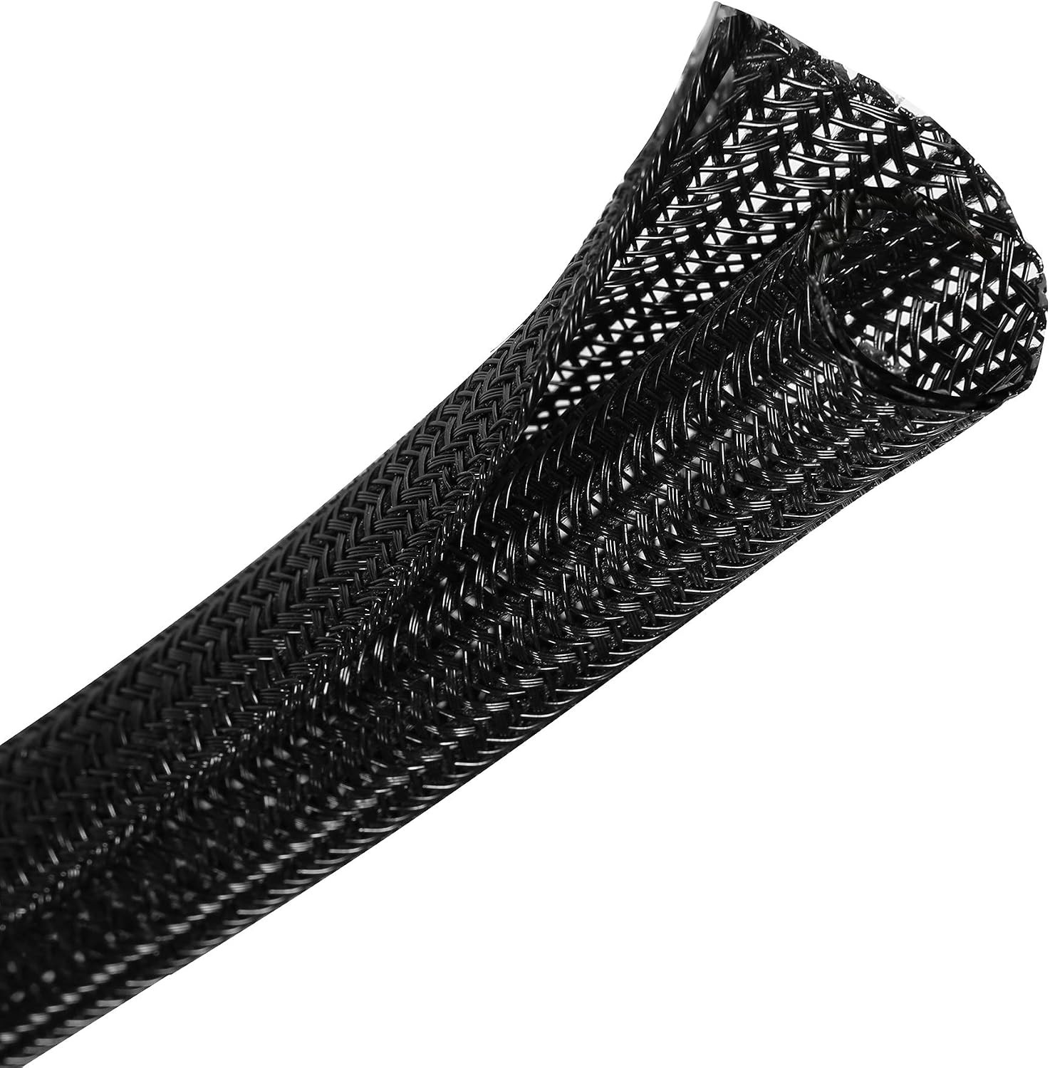 Cable Management Sleeve, Split Design, 25FT - 1/2 Inch, Black