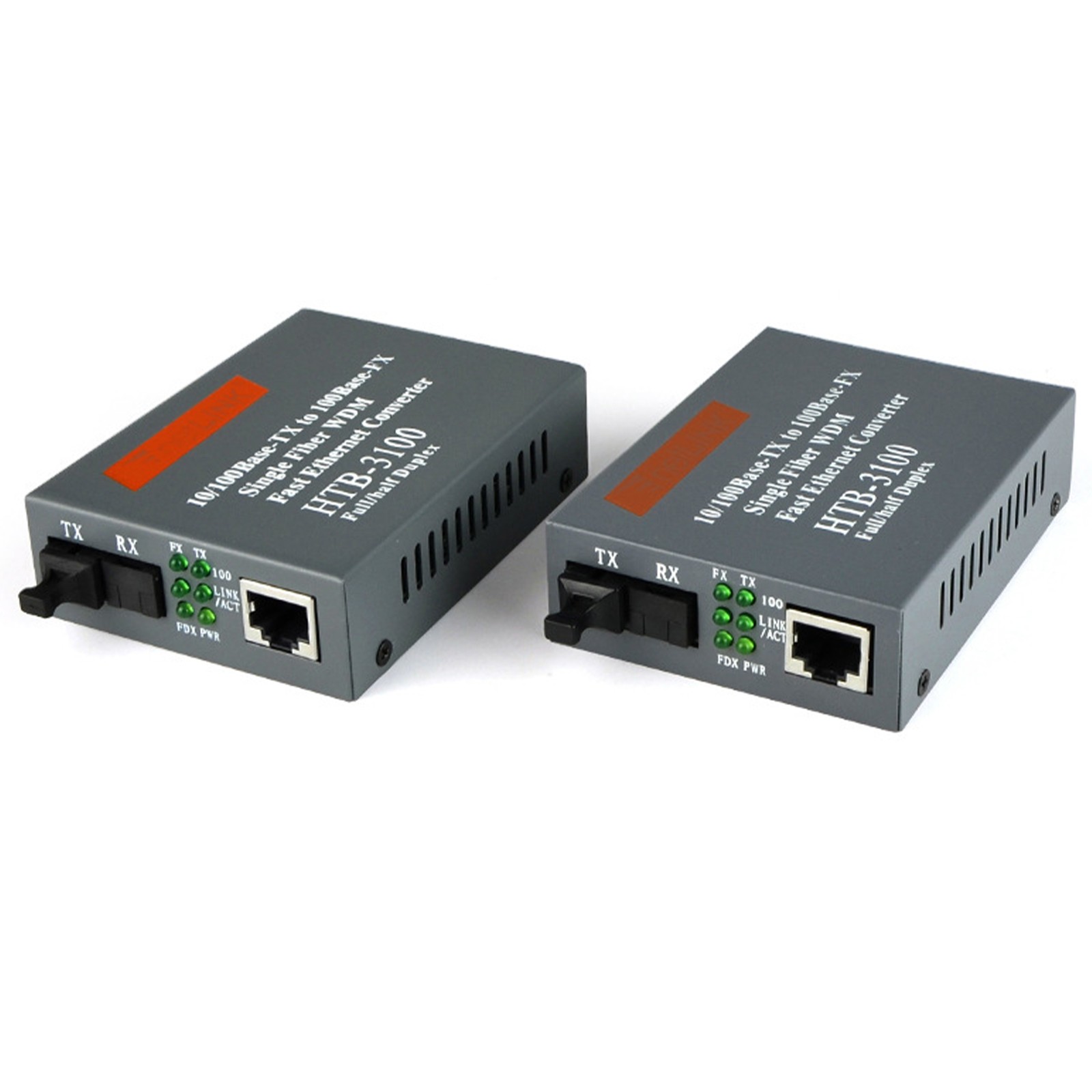 1 Pair Fiber Media Converter Adapter 10/100M SM Single Fiber SC Port 25KM