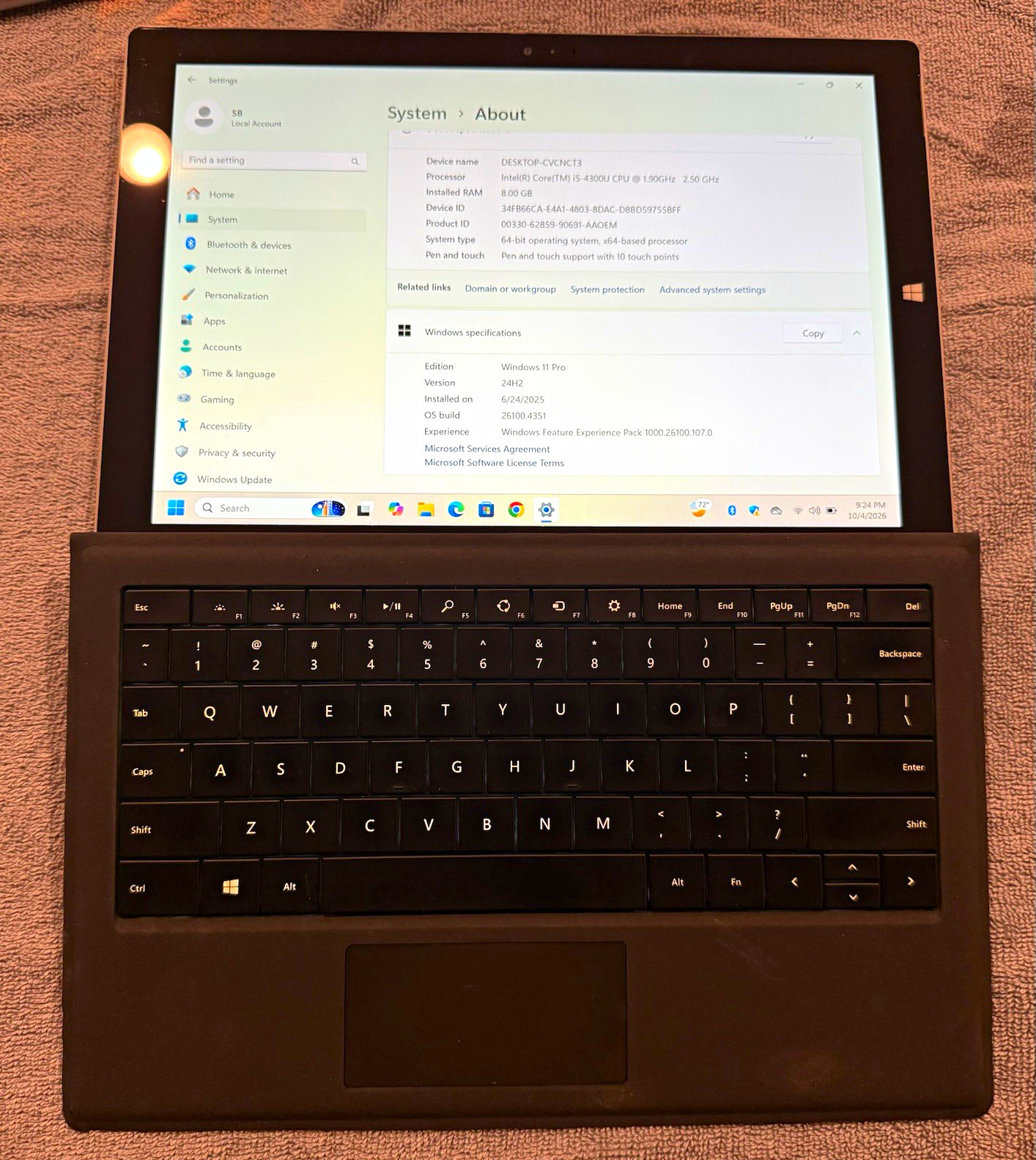 Microsoft Surface Pro 3 12" i5-4300U 8GB RAM 238GB Win 11 Pro - Pen & Dock