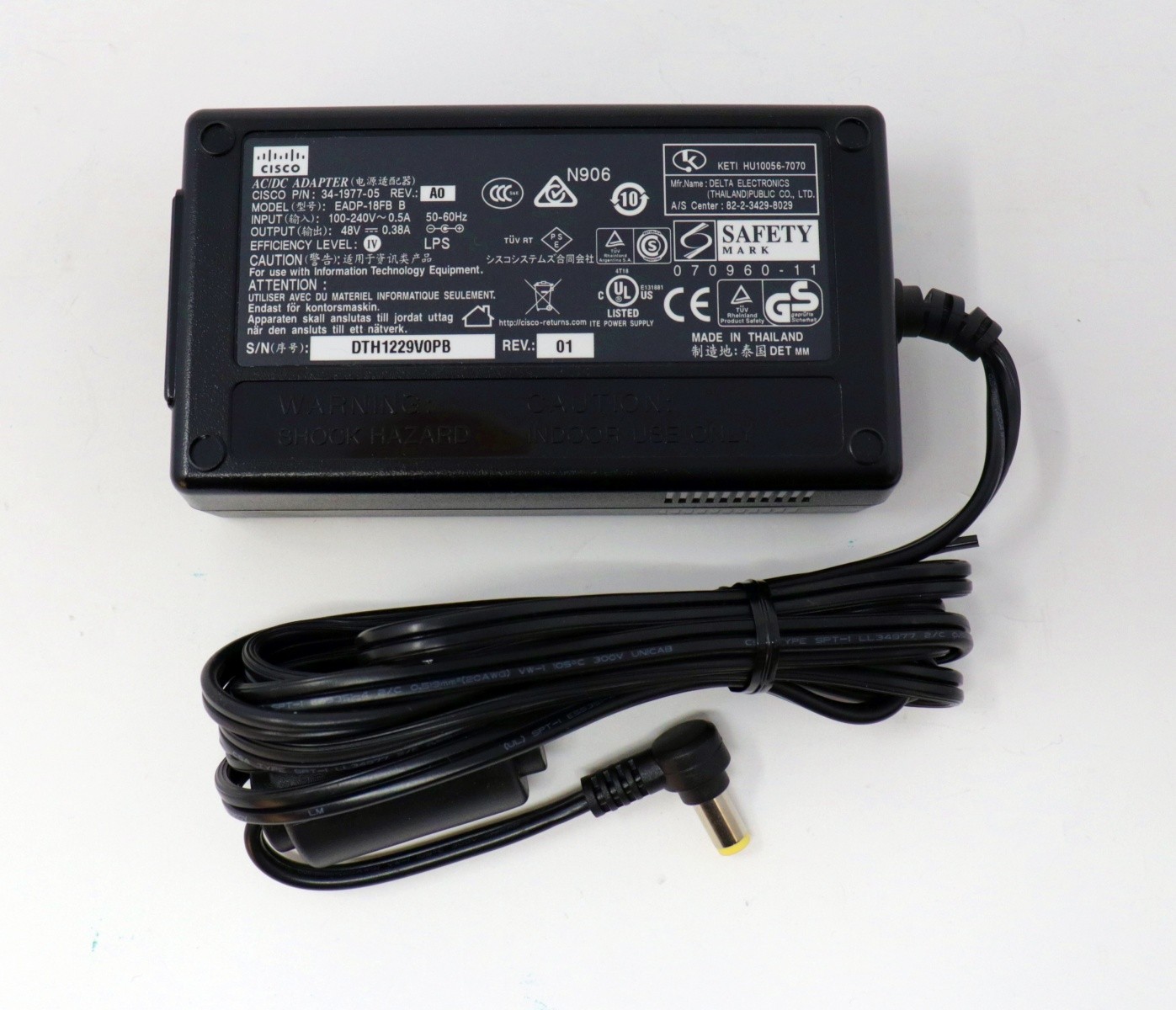 New Genuine Cisco EADP-18FB B 48V .38A AC Power Adapter 34-1977-05