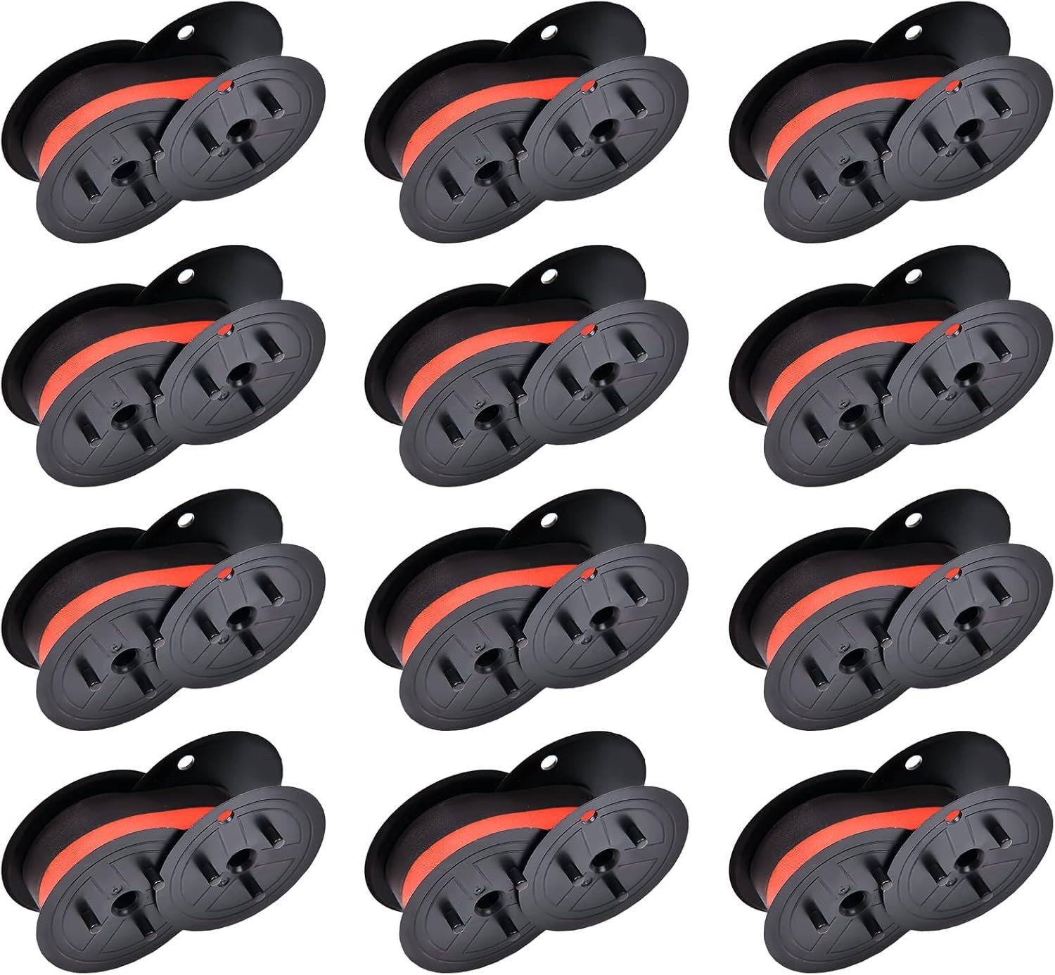 Calculator Ribbon Red/Black, 12 Pack, 18ft x 0.5 in, Twin Spool