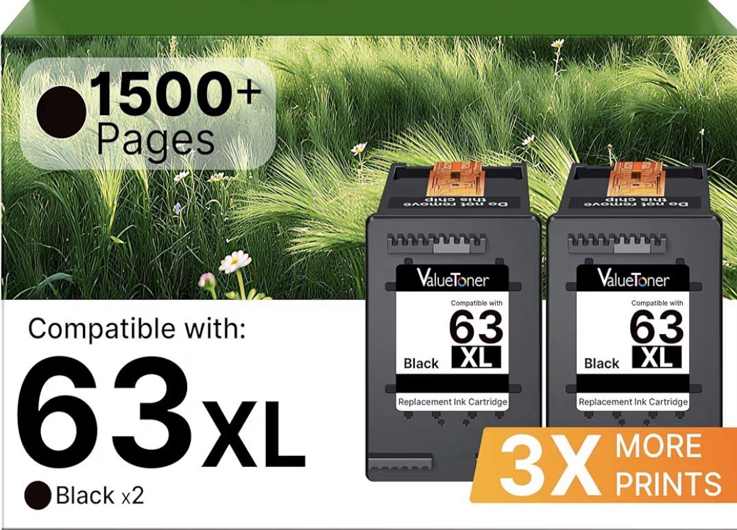 NEW 63XL Black Ink Cartridge Replacement 2 Pack New Sealed High Yield