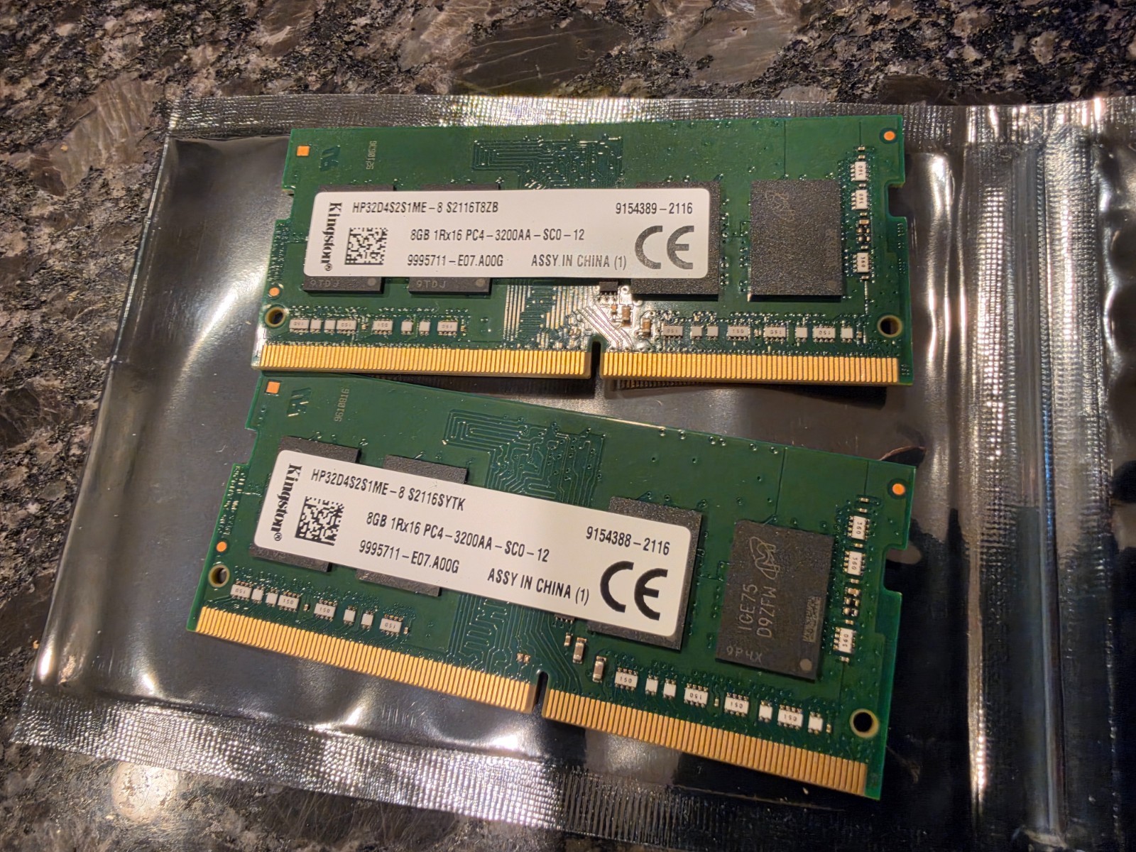 Kingston 8GB DDR4 Laptop Memory RAM  1Rx16 PC4-3200AA-SCO-12