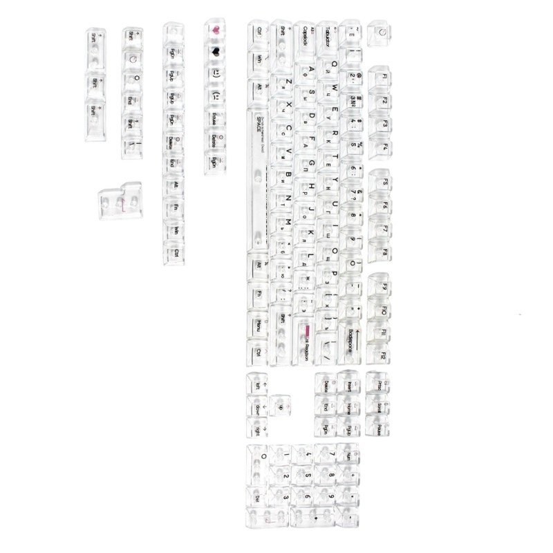 PC Keycaps 132Keys Russian Crystal Transparents Backlit Keycaps Original Profile