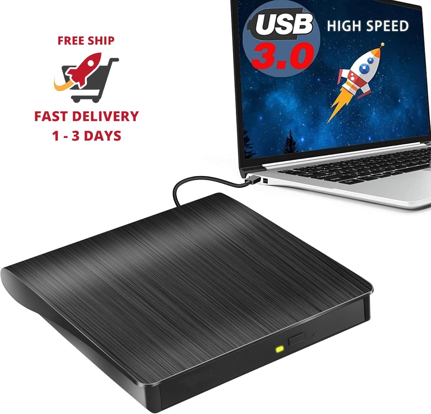 Unidad de DVD externa, USB 3.0 portátil +/-RW, reproductor de DVD para grabadora