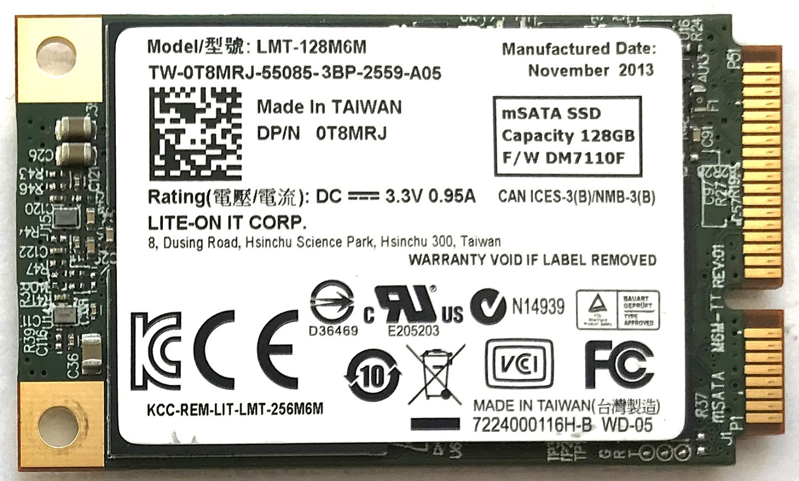 LITE-ON 128GB mSATA SSD LMT-128M6M DP/N: 0T8MRJ