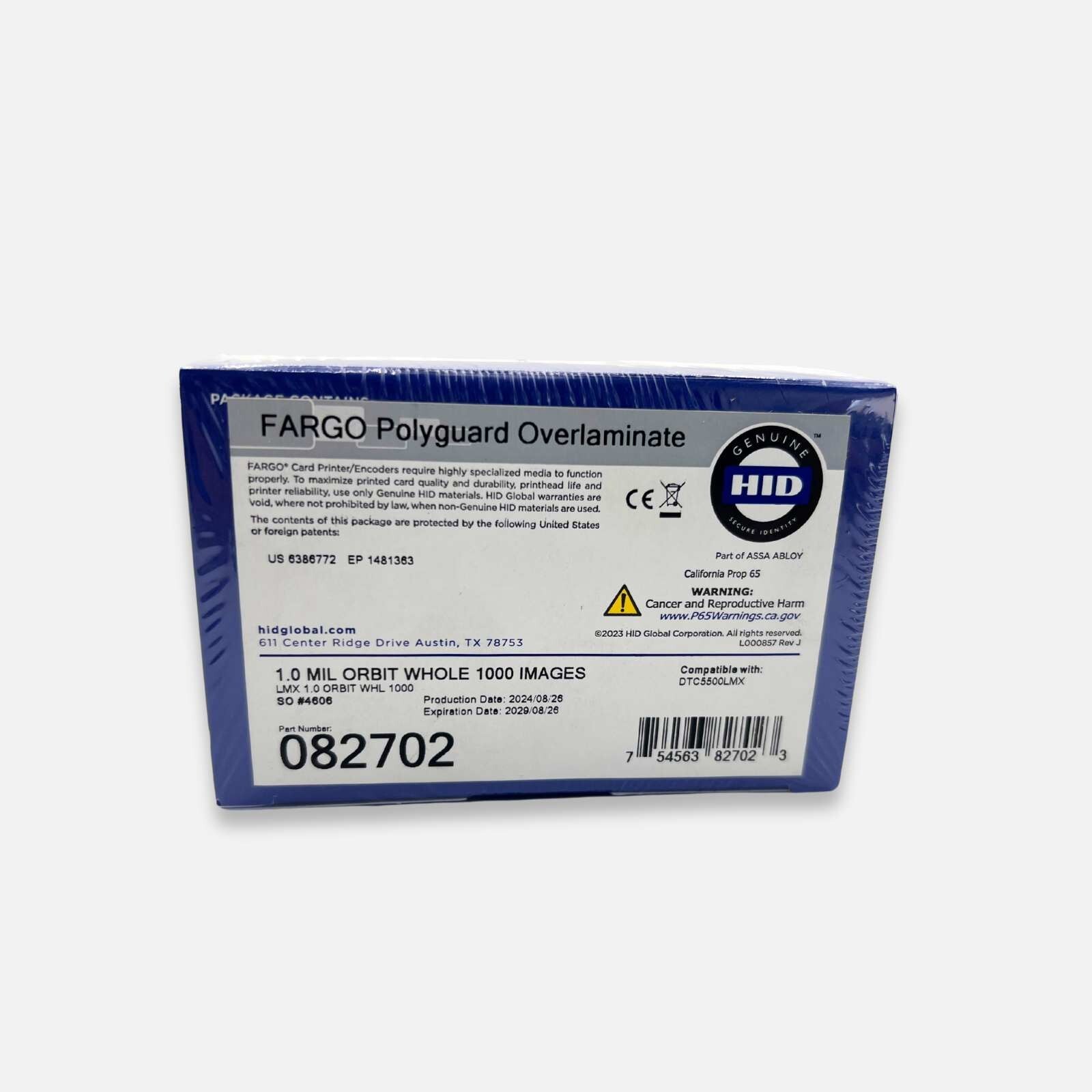 HID Fargo 82702 Holographic PolyGuard Wasteless Laminate - 1,000 imp.