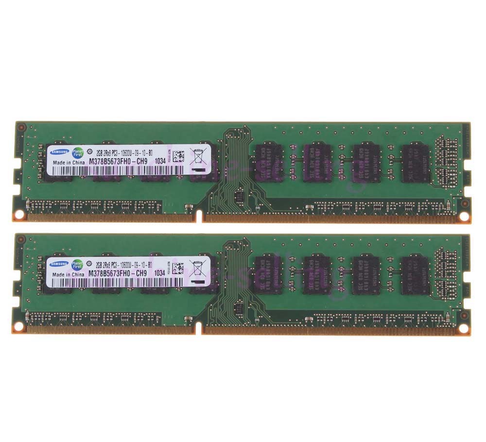 4GB Samsung 2X 2GB PC3-10600 DDR3 1333MHz 240pin UDIMM Desktop Memory For Intel