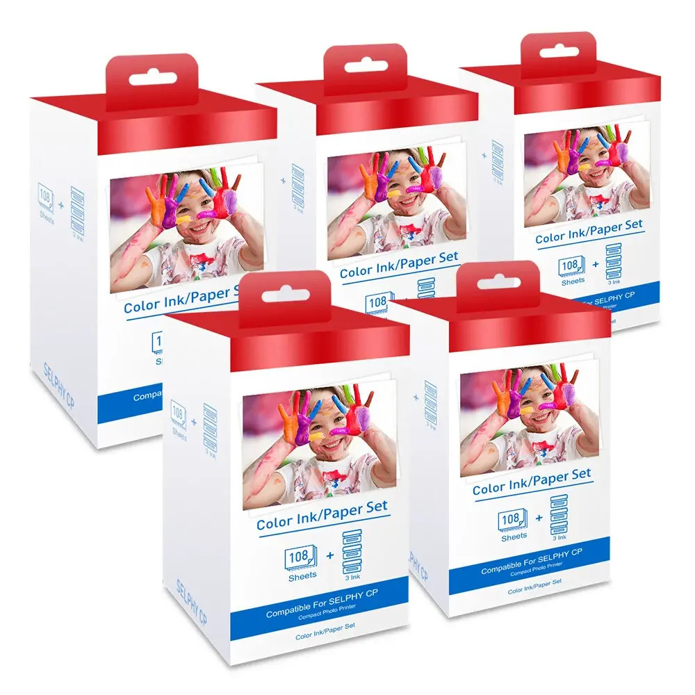 5PK Canon KP-108IN Color Ink Paper Set 4x6 for Canon Selphy CP1200 CP1300 CP1500