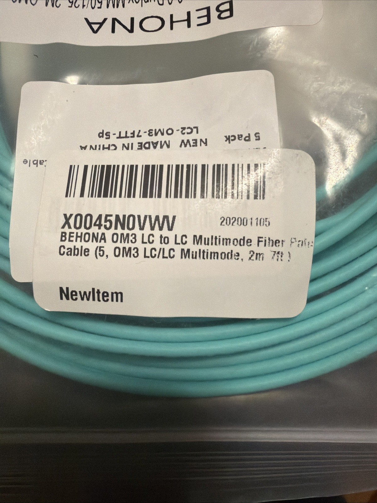 BEHONA 2M/7ft LC to LC Fiber Patch Cable OM3, 50/125um Multimode, 10GB Duplex