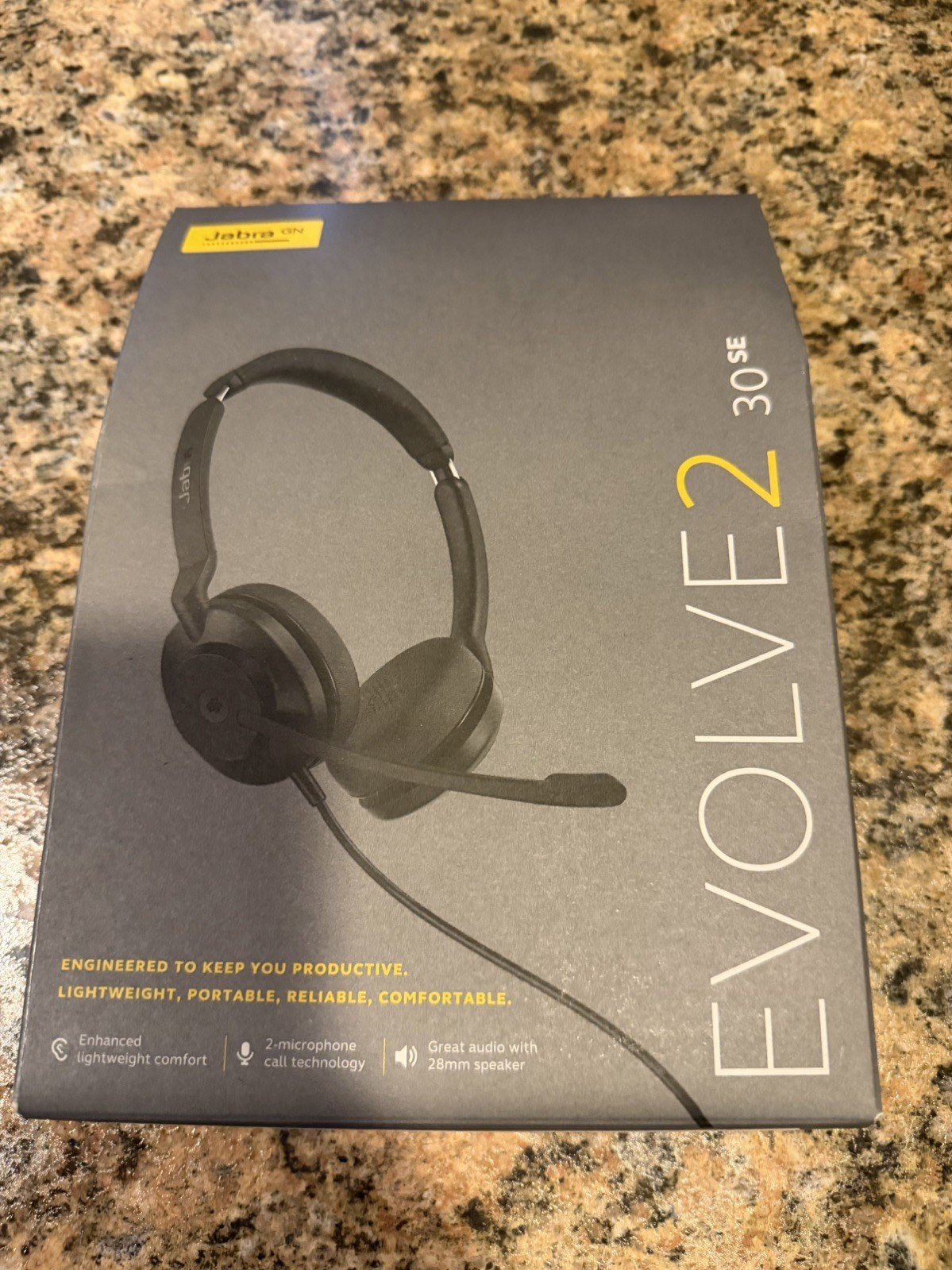 Jabra Evolve2 30 SE On-Ear Headband Headset Boom Mic, Double, Black