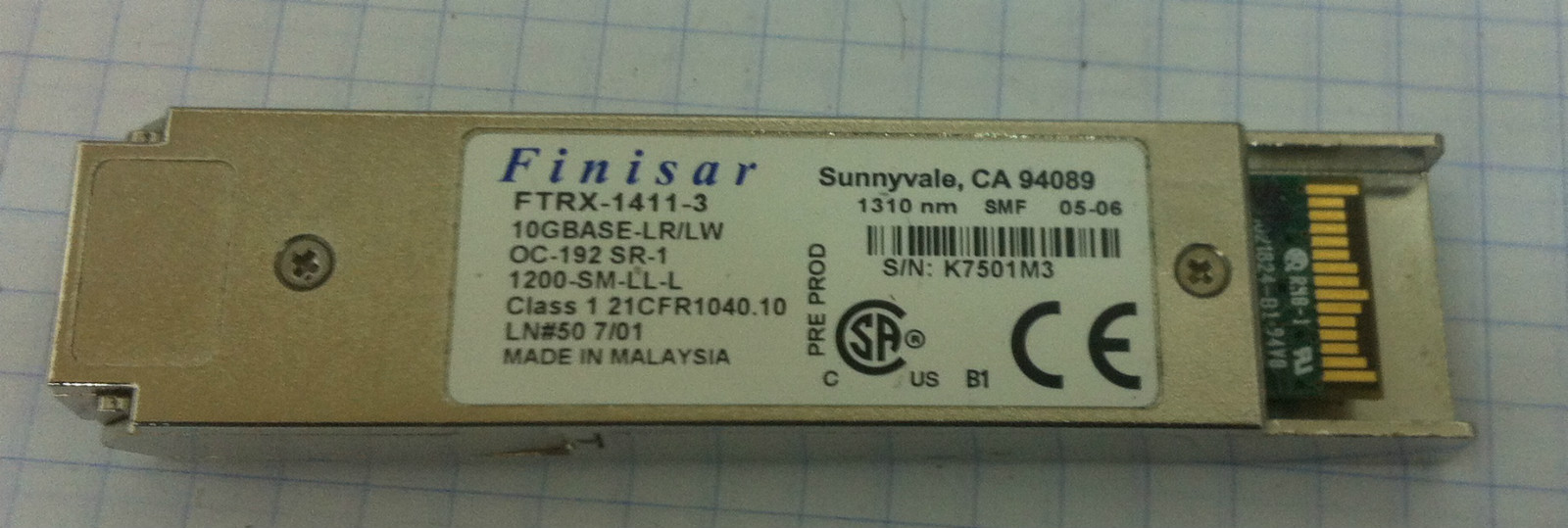 6x Finisar FTRX-1411-3 10GBase-LR/LW 1310nm XFP OC-192 SR-1 10km Transceivers