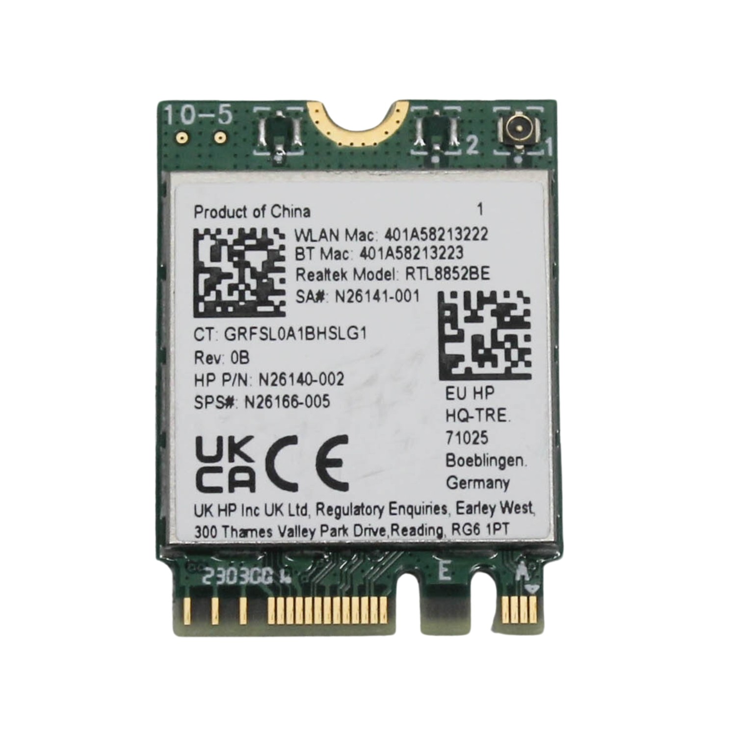 N26140-002 HP Wlan 6 Realtek Choya Ax 1X1 Fox 17-Cn3053Cl "GRADE A"