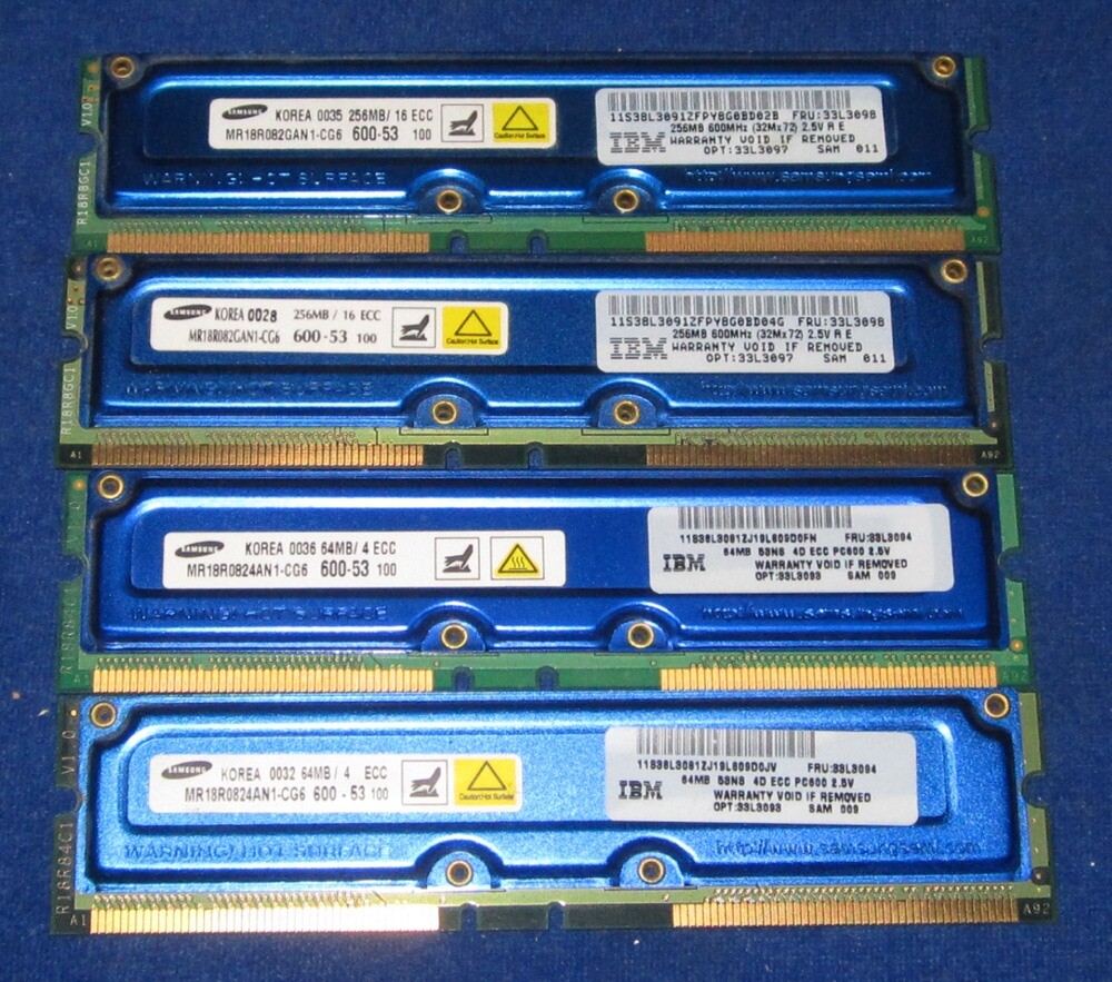 Samsung (2x256MB+2x64MB) 640MB MR18R082GAN1-CG6 MR18R0824AN1-CG6 w/ Heatsink