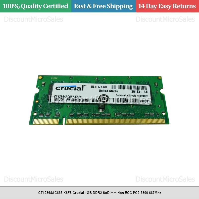 CT12864AC667.K8F8 Crucial 1GB DDR2 SoDimm Non ECC PC2-5300 667Mhz