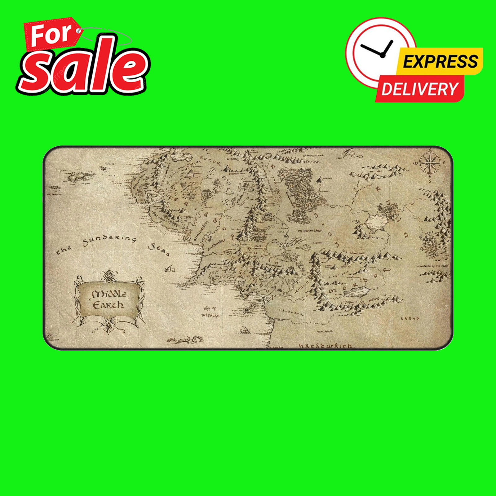 Lord of the Rings LOTR Middle Earth Map, Gaming Desk Mat Mouse Pad Playmat SP69N