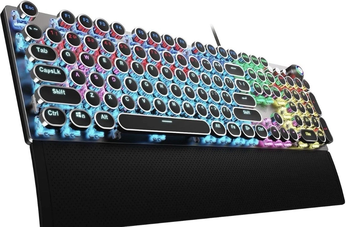 AULA F2088 Typewriter Style Mechanical Gaming Keyboard Wired,Blue Switches,Ra...