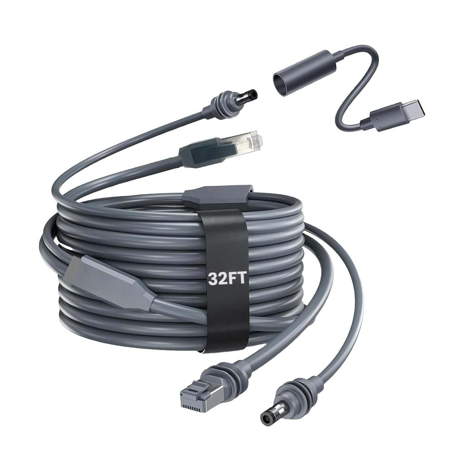32FT/10M Starlink Mini Ethernet Cable, 2-In-1 Integrated DC Power and Gigabit Da