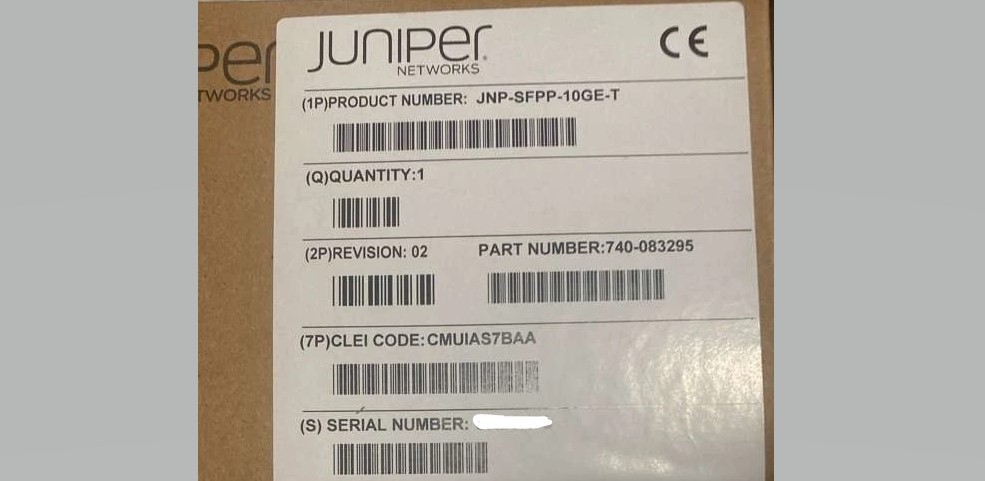 Juniper JNP-SFPP-10GE-T 740-083295 SFP+ 10GBASE-T 10GE RJ45 copper EX-SFP-10GE-T