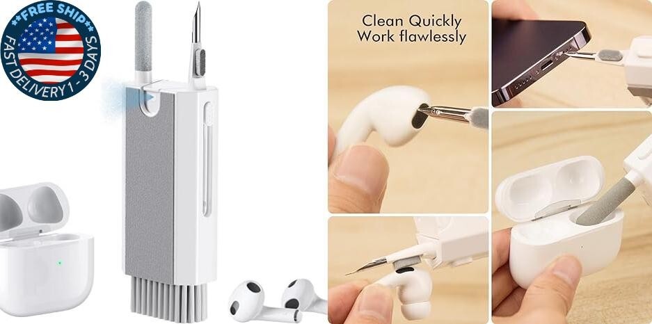 Kit de limpieza para Airpods Pro 1 2 3, kit de limpieza multifunción [8 en 1].