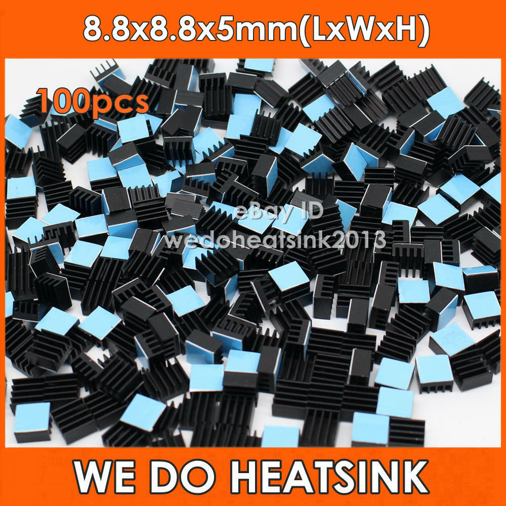 100pcs WE DO HEATSINK 8.8x8.8x5mm Black Heat Sink With 3M 8810 Thermal Pad
