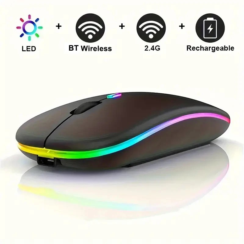 RGB Bluetooth Wireless Mouse Rechargeable USB Ergonomic Optical Mouse for Laptop