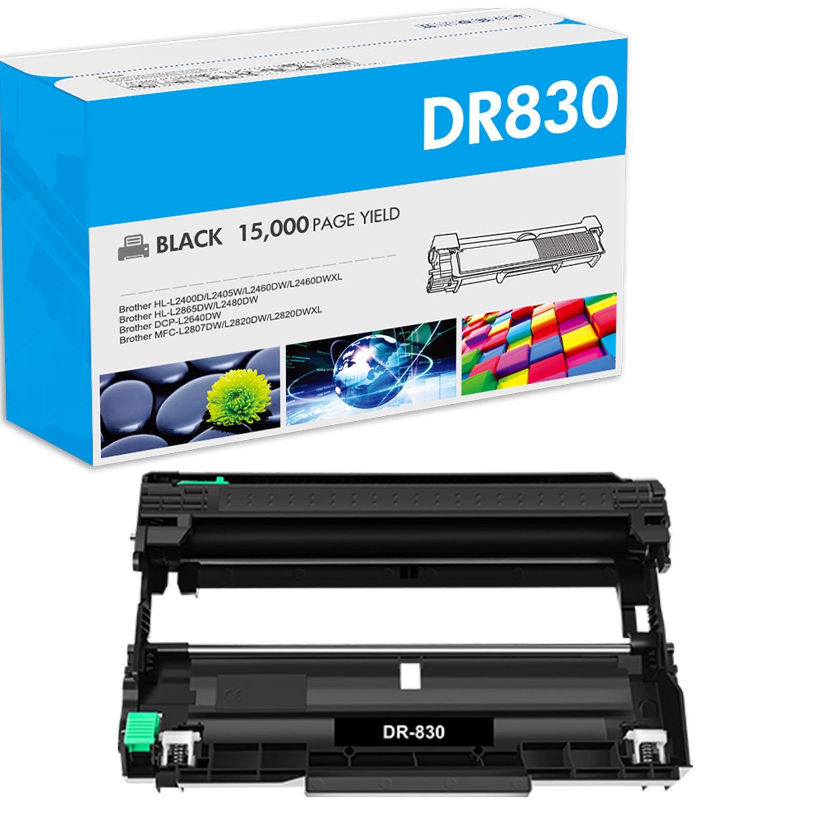 1PK DR830 Drum Unit Replacement for Brother MFC-L2900DW MFC-L2980DW HL-L2465DW