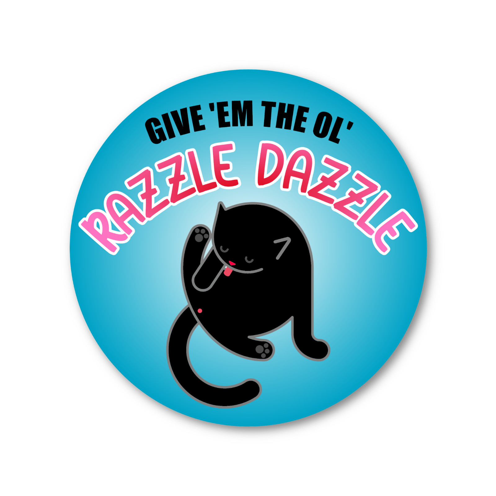 Funny Black Cat Sticker - Feline Razzle Dazzle Decal for Laptops & Tumblers