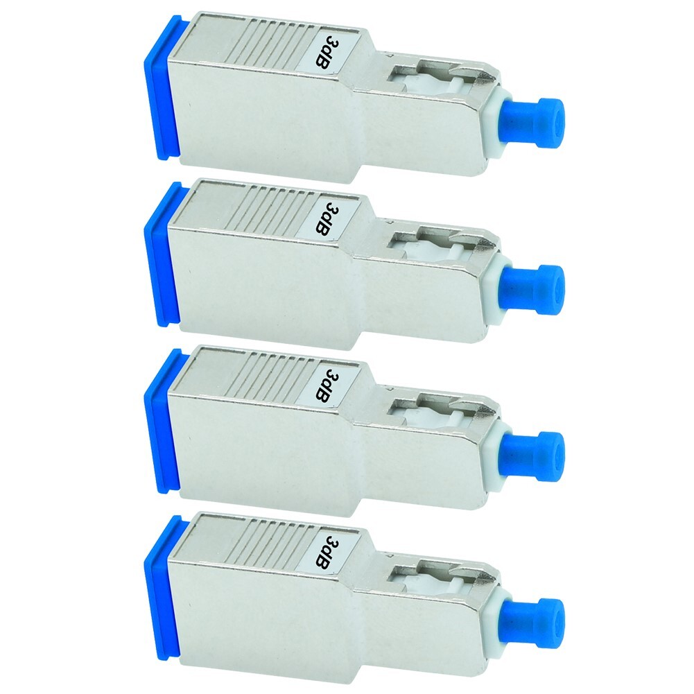 4 Pcs 3dB SC UPC Connector Fiber Optic Optical Single Mode Attenuator Metal Blue