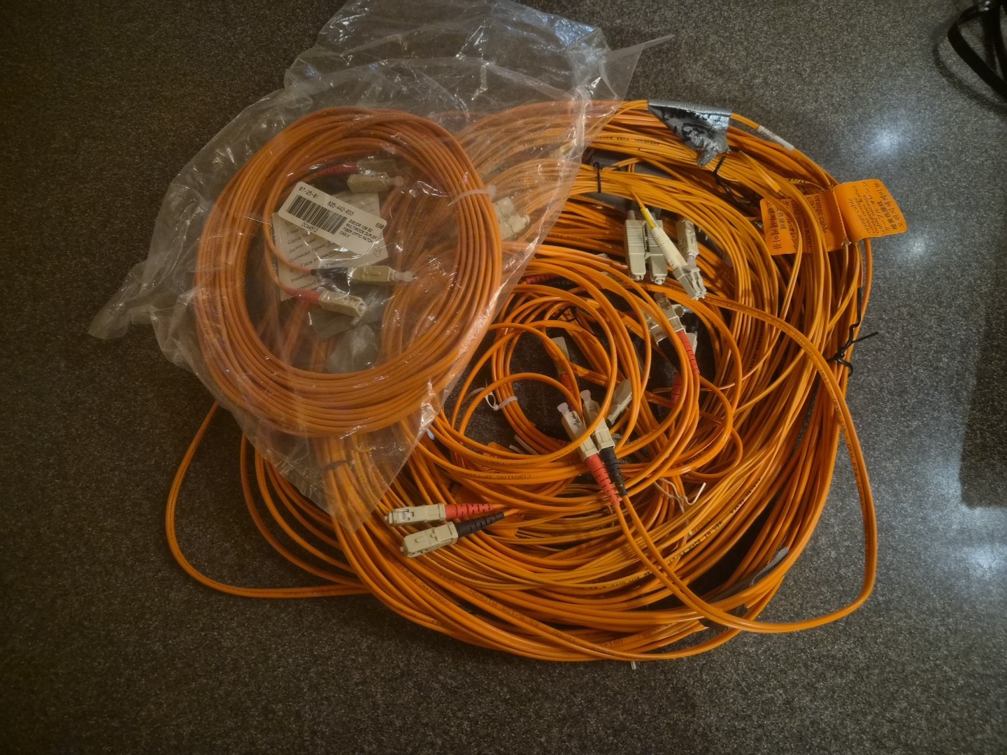 Bulk Lot of Fiber Optic Cables Patch Cords Jumps Pigtails and Plugs